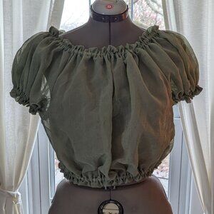 Sage Green Puff Blouse